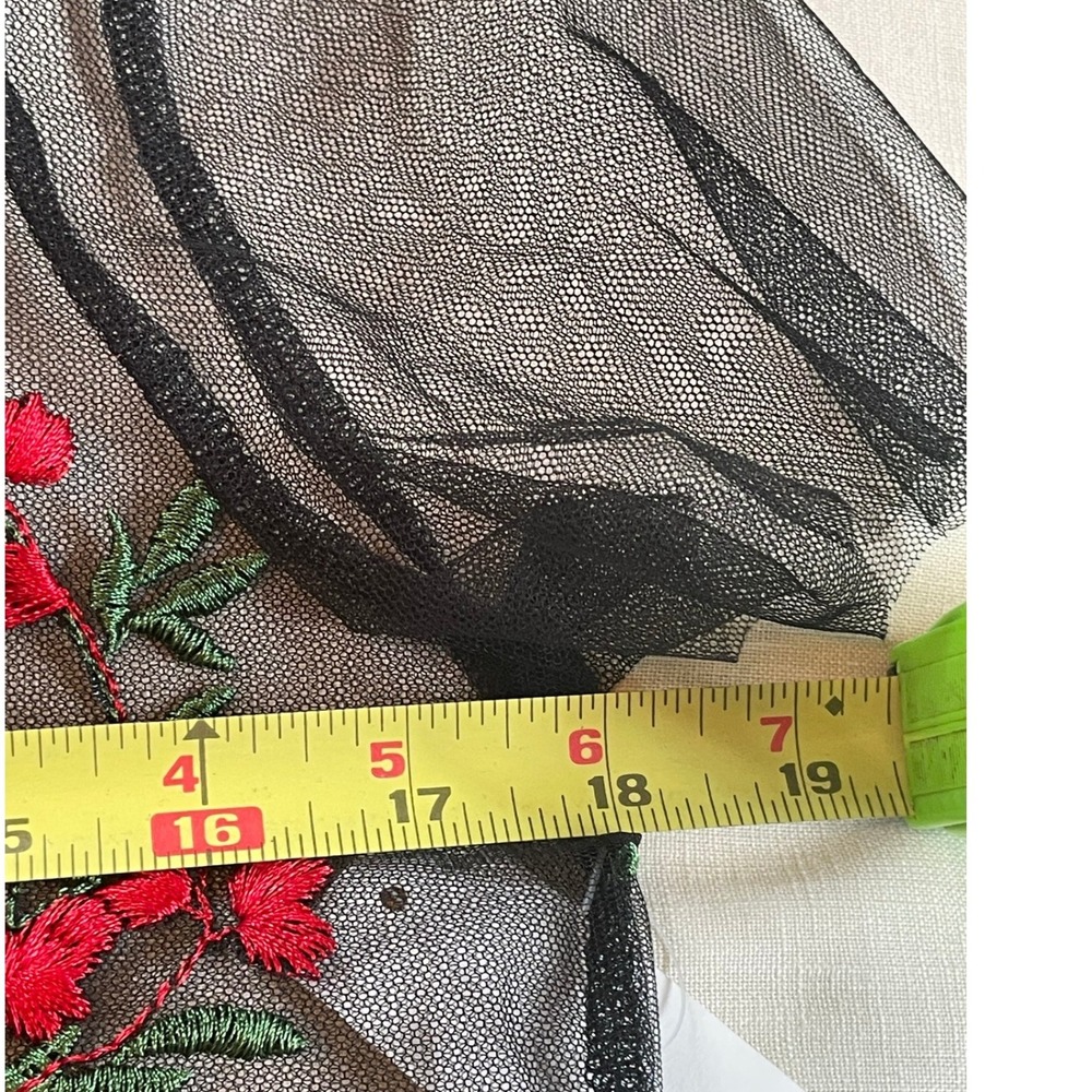 Twinkle Womens M Black Sheer Mesh Floral Embroidered NWT Fairycore Whimsygoth - Picture 8 of 9
